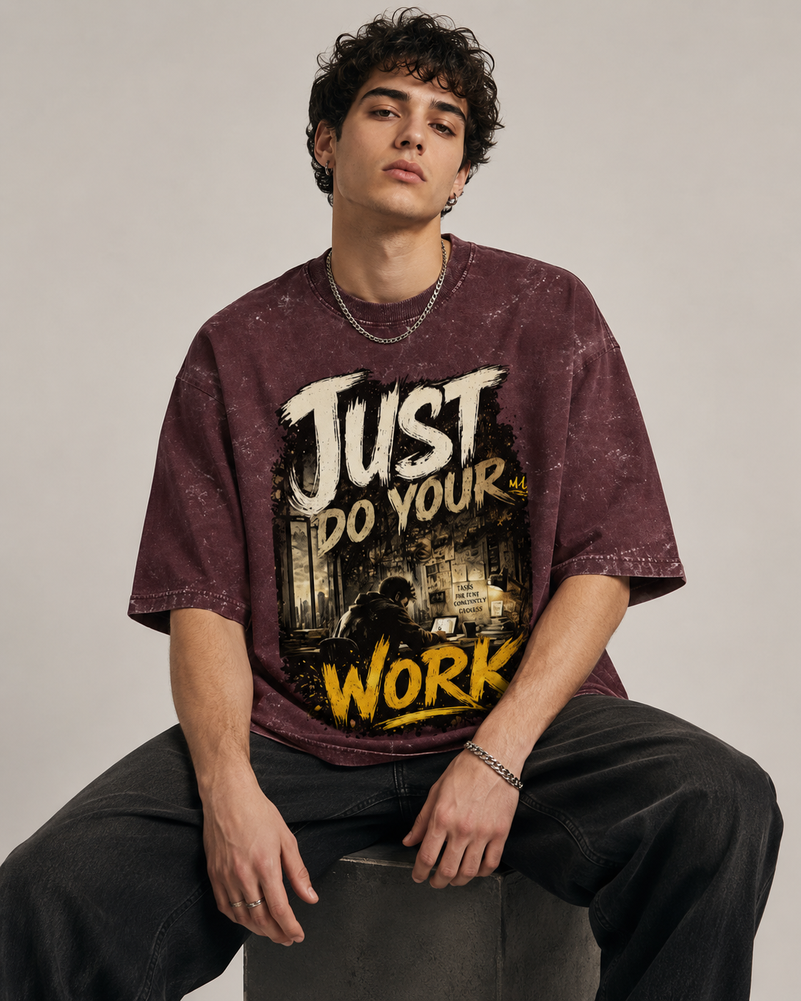 Unisex Acid Washed Oversized Tee